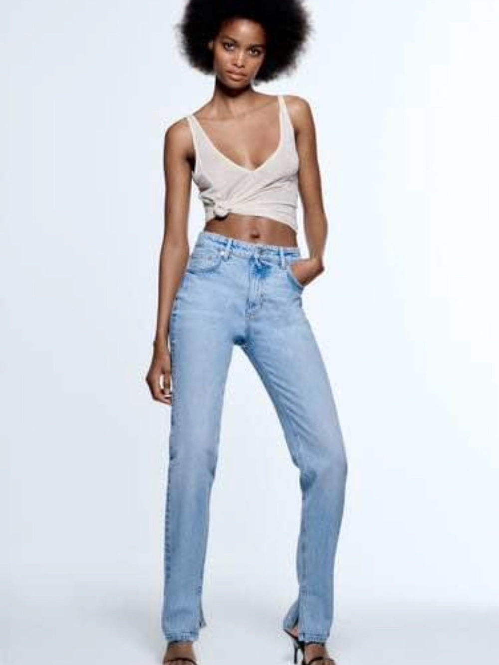 Zara Light Blue Straight-Leg Women’s Jeans